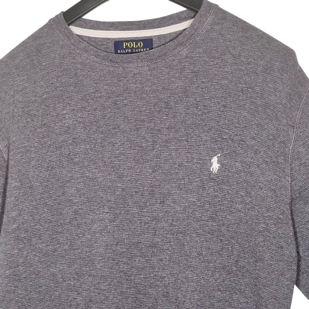 Polo Ralph Lauren Men Gray Waffle Knit Thermal Long Sleeve M 100% Cotton Casual